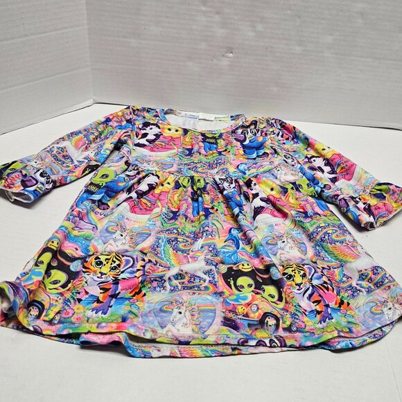 Lisa Frank Girls Tunic Dress Ruffle Tiger Dolphin Panda Bear Unicorn XL 5-6 - Picture 1 of 16